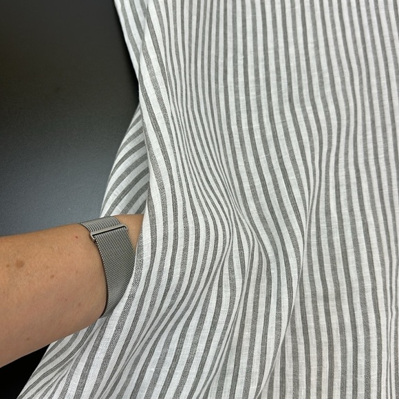 Francesca‎ Bettini Linen Striped Sleeveless Midi Dress L Pockets Lagenloo… - Picture 4 of 13